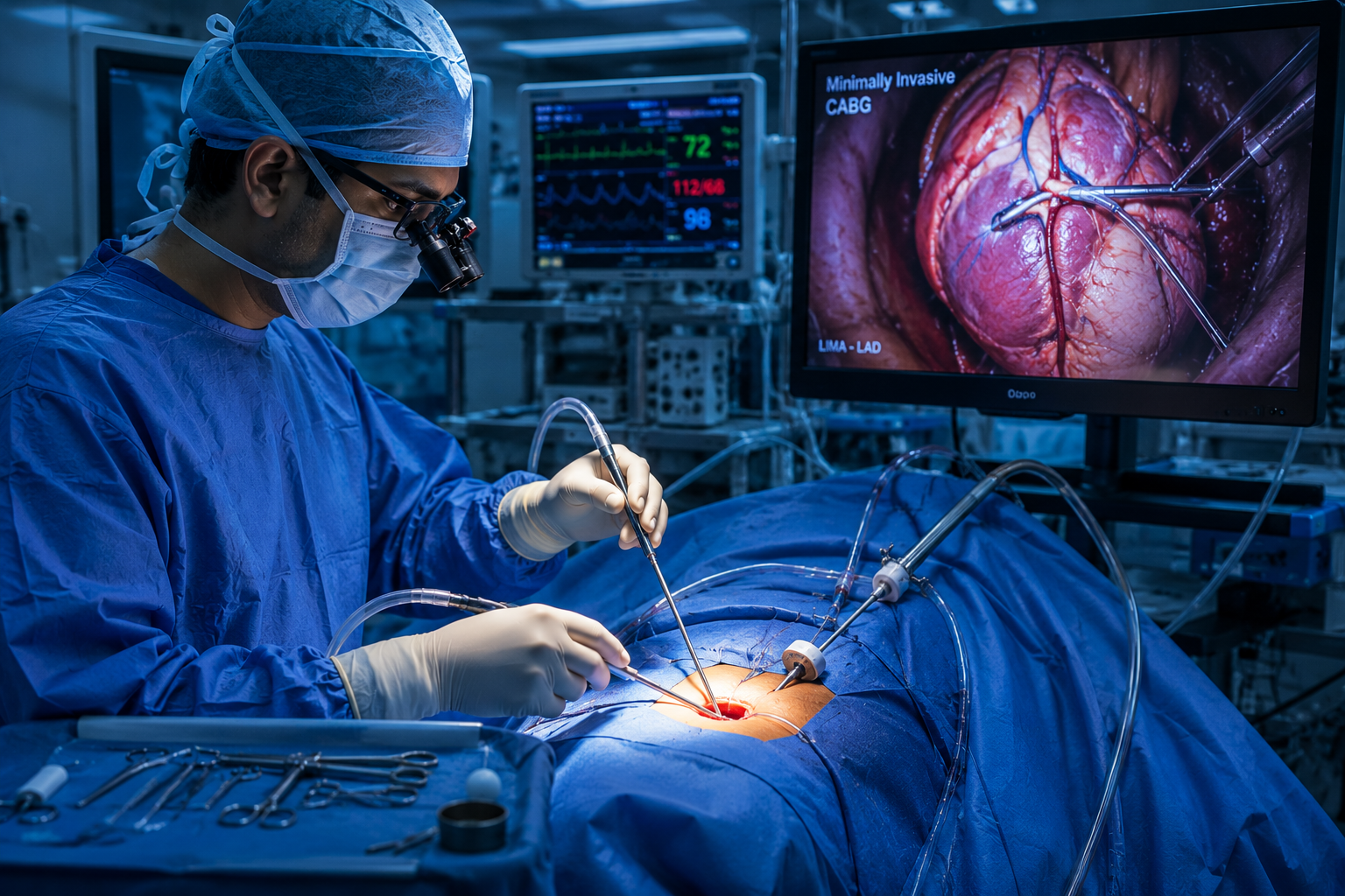 Modern Minimally Invasive Heart Bypass (MICA) surgery with small incision technique